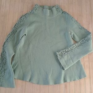 Anthropologie Knitted & Knotted Cashmere Cotton Lace A-Line Sweater Pullover